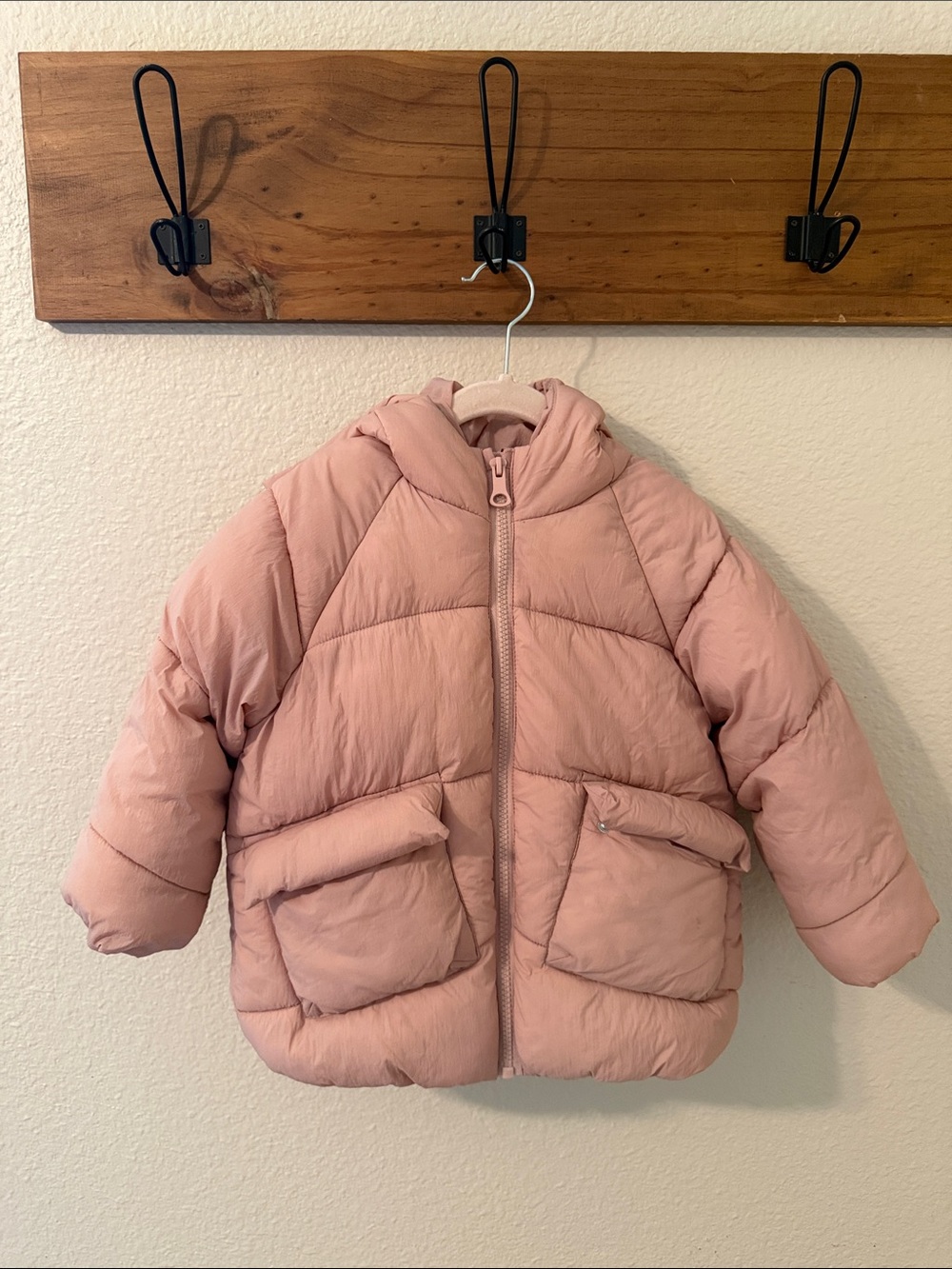 Zara girls Blush Pink Hooded Puffer Coat